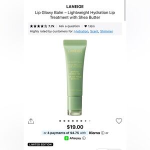 LANEIGE Lip Glowy Balm — Matcha Bubble Tea (Light Green)